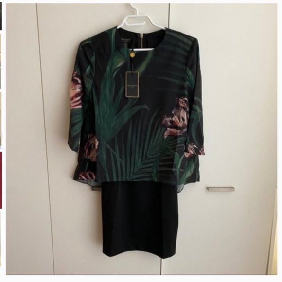 Ted Baker Palm Floral overhang tunic dress size 3 nwot - Picture 13 of 14